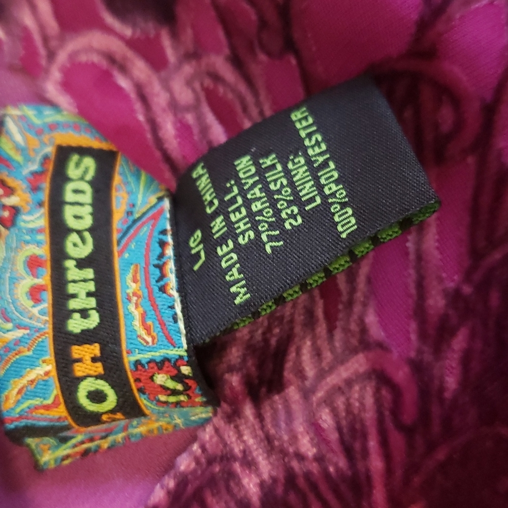 2OH THREADS & 2 HIPPIES MAXI DRESS SOFT SILK RAYLON PINK PURPLE FUCHSIA - Picture 2 of 6